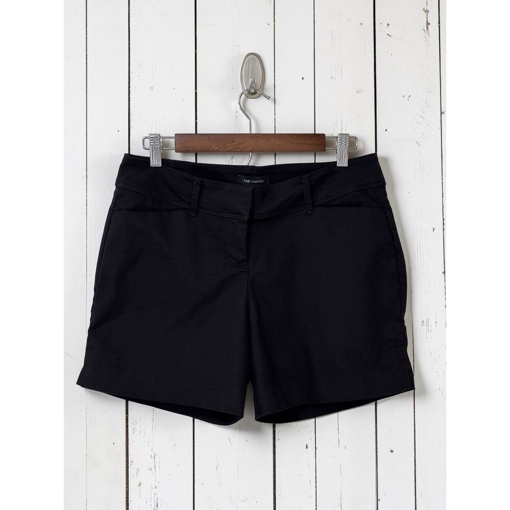 THE LIMITED Black Tailored Chino Shorts 6 Stretch Mid Rise 5" Inseam Office Prep